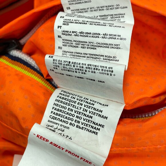 K‑Way Le Vrai 3.0 Orange Hooded Waterproof Windbreaker Rain Jacket Men's L - Picture 9 of 14